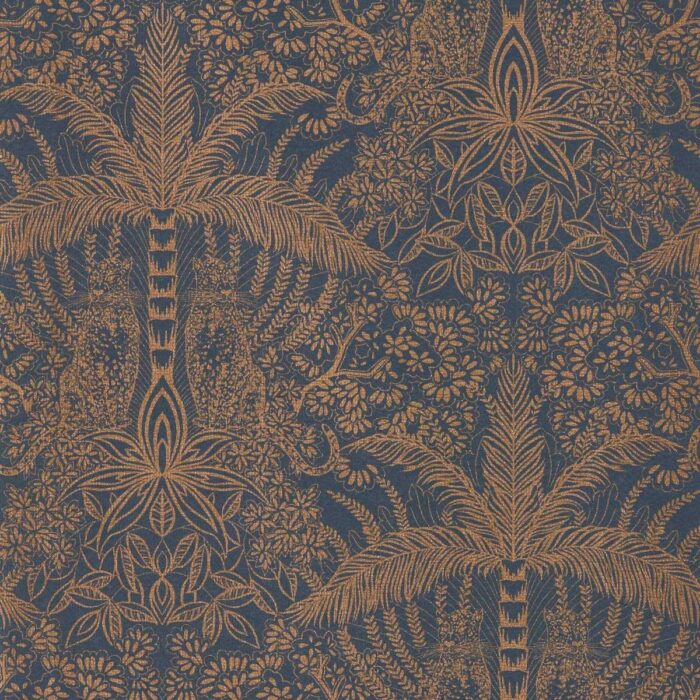 Leopardo Wallpaper - Copper / Midnight fabric swatch W0141/02