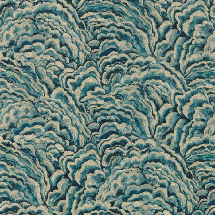 Lumino Wallpaper - Kingfisher / Gilver fabric swatch W0142/03