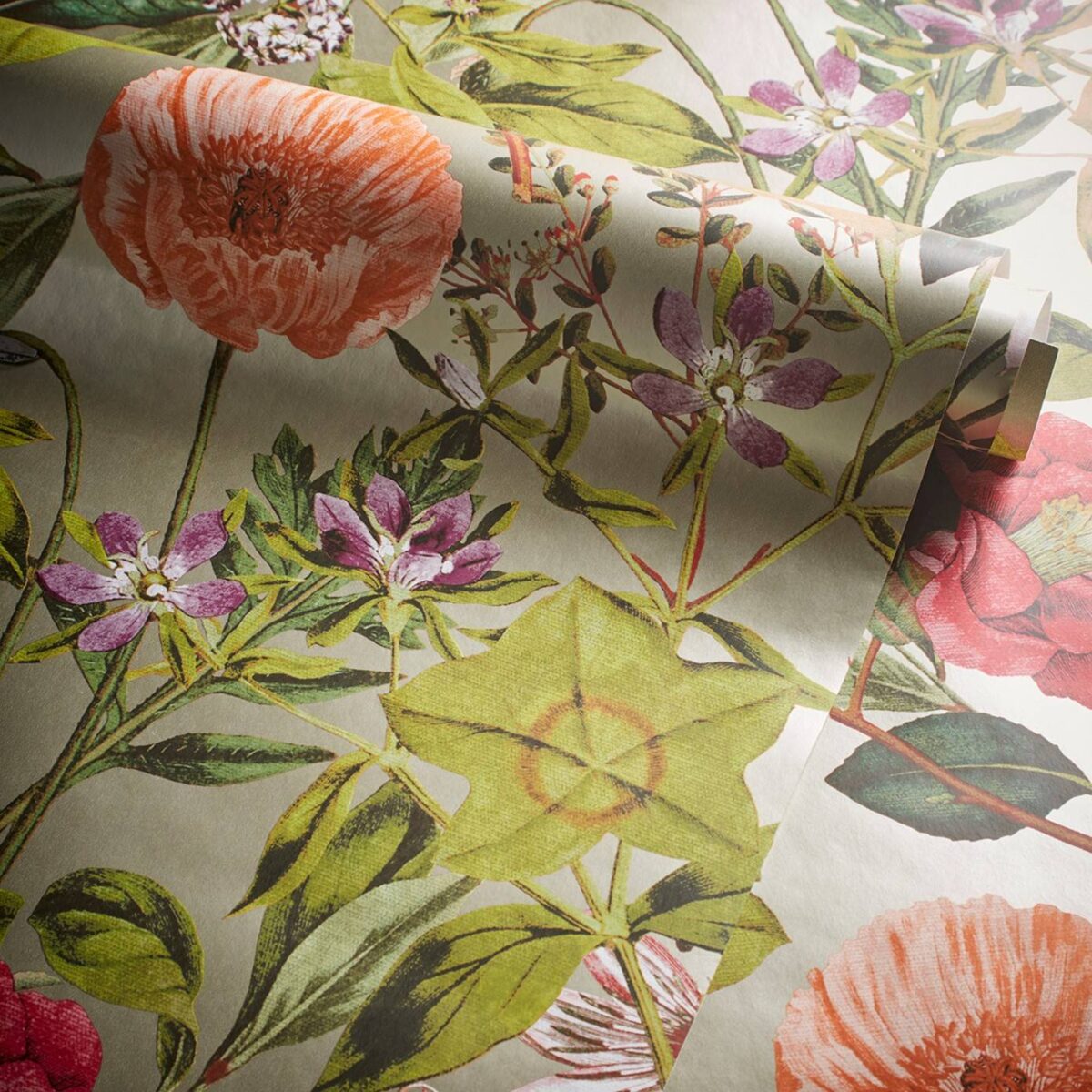Passiflora Wallpaper - Mulberry / Gilver by Passiflora Wallpaper - Mulberry / Gilver from