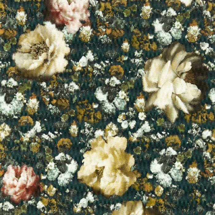 Camile Wallpaper - Teal / Spice fabric swatch W0148/03