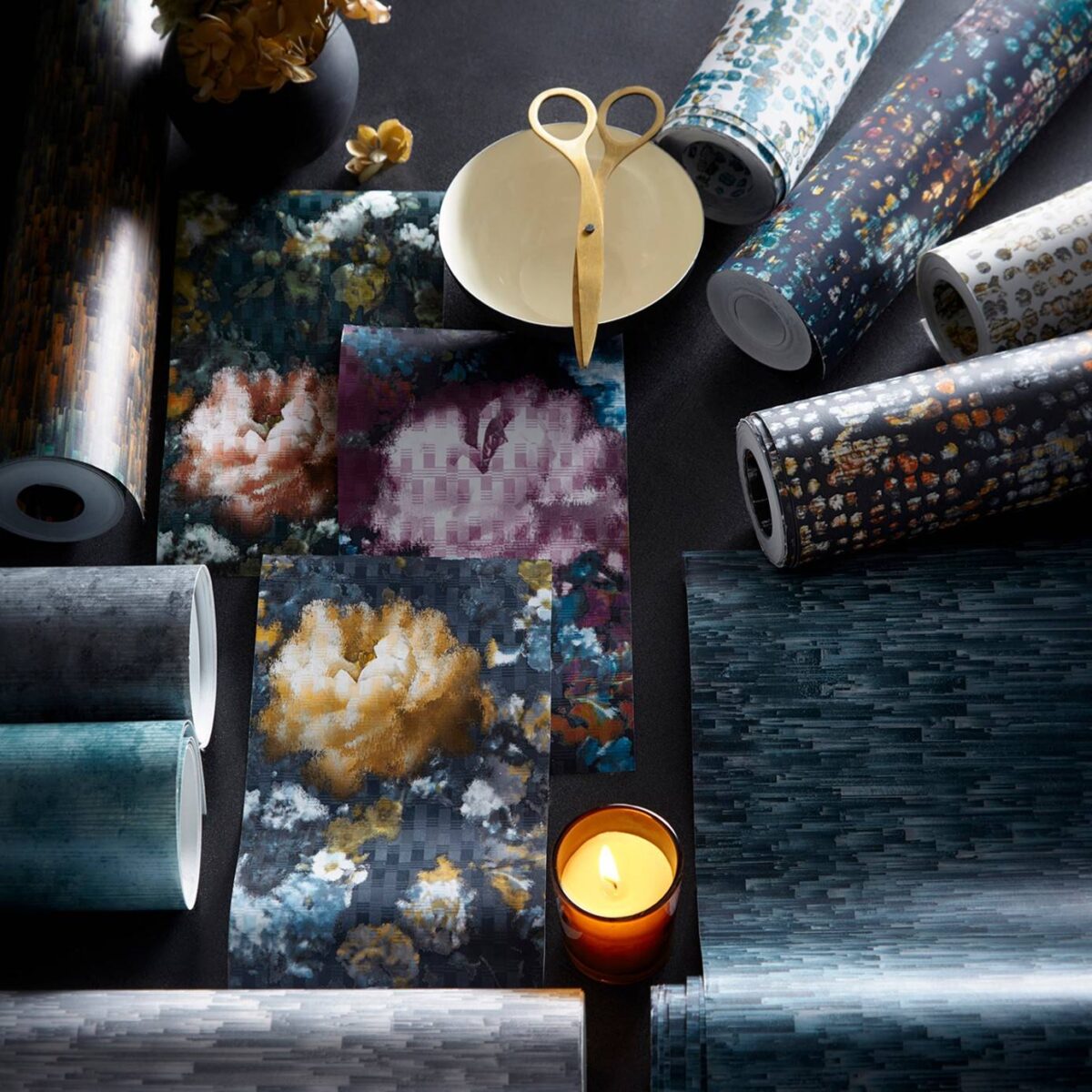 Camile Wallpaper - Teal / Spice by Camile Wallpaper - Teal / Spice from