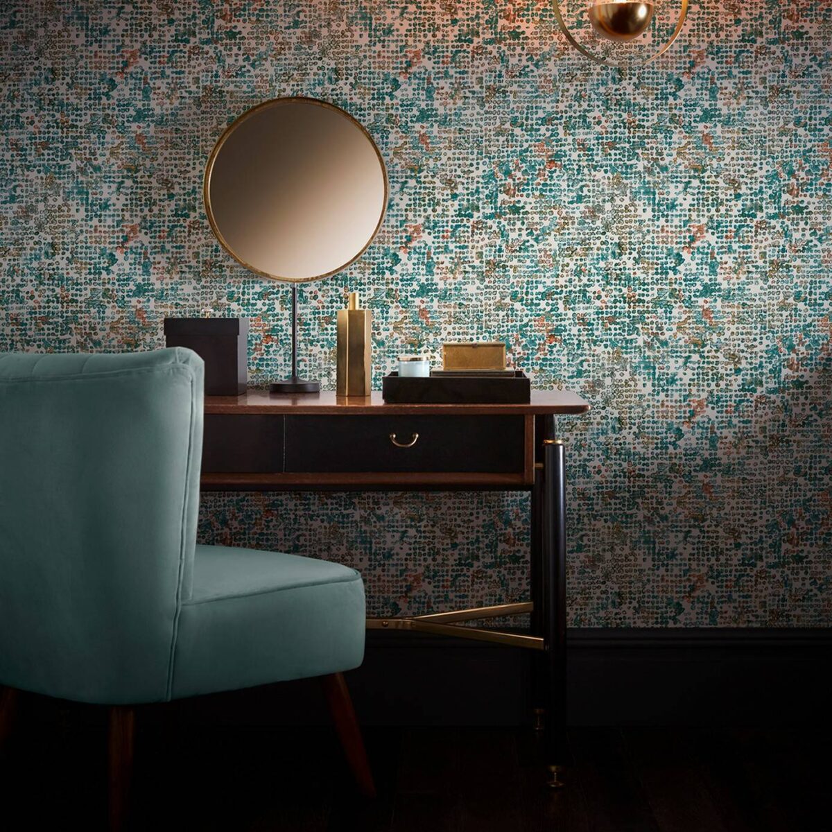 Scintilla Wallpaper - Teal / Spice from