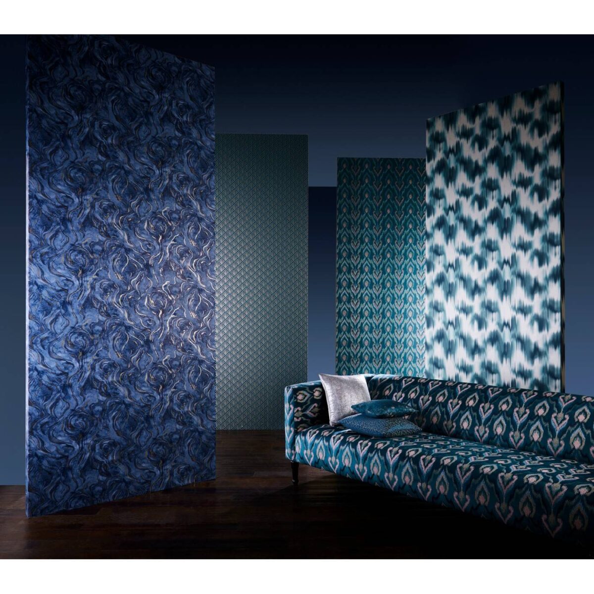 Velluto Wallpaper - Teal by Velluto Wallpaper - Teal from
