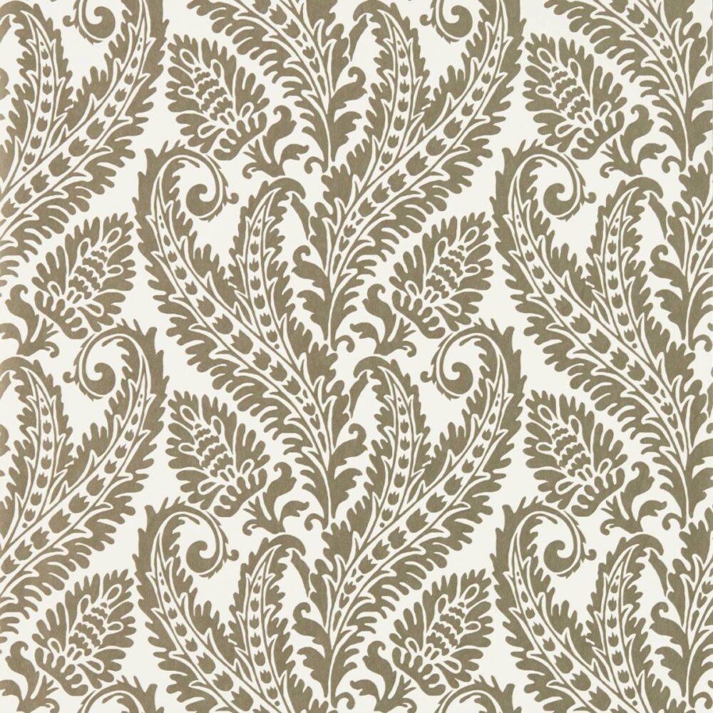 Regale Wallpaper - Gilver / Ivory by neutral botanical wallpaper from clarke & clarke