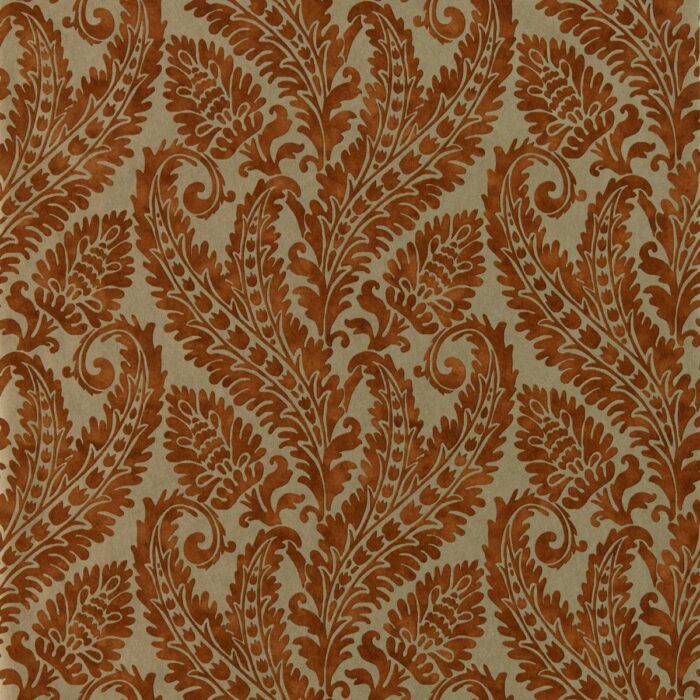 Regale Wallpaper - Russet / Gilver fabric swatch W0161/04