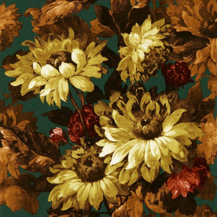 Sunforest Wallpaper - Sage / Russet fabric swatch W0162/04