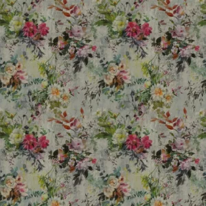 multicolour botanical linen fabric from Designers Guild