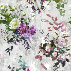 purple botanical linen fabric from Designers Guild