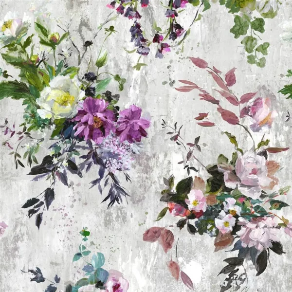Aubriet Fabric - Amethyst by purple botanical linen fabric from Designers Guild