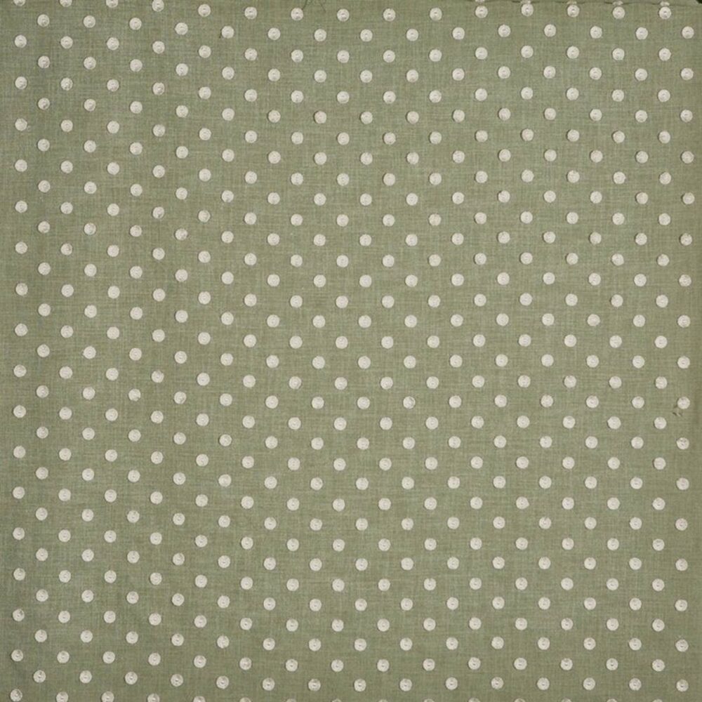green spotted embroideried fabric from Prestigious Textiles