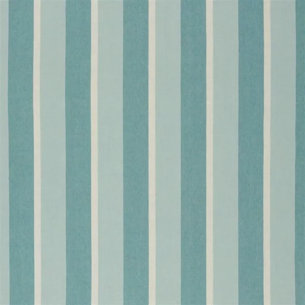 Brera Striscia Fabric - Jade by blue striped linen fabric from Designers Guild