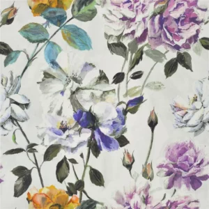 black-grey botanical linen fabric from Designers Guild