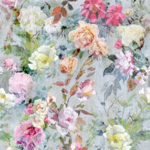 pink botanical linen fabric from Designers Guild