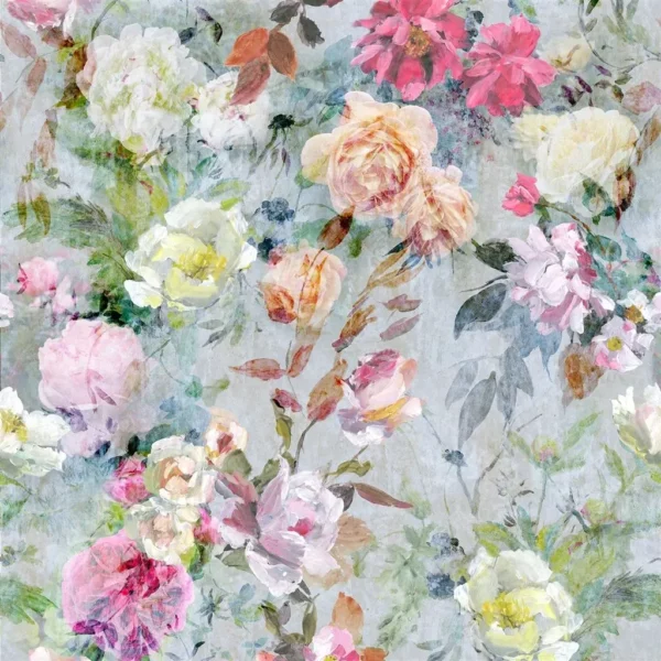 Marianne Fabric - Fuchsia by pink botanical linen fabric from Designers Guild