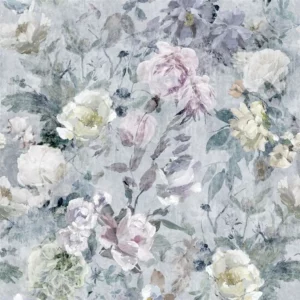 blue botanical linen fabric from Designers Guild