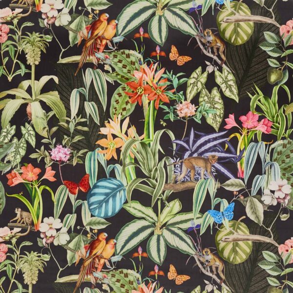 Barbados Fabric - Carnival by black-grey animal velvet-chenille fabric from Prestigious Textiles
