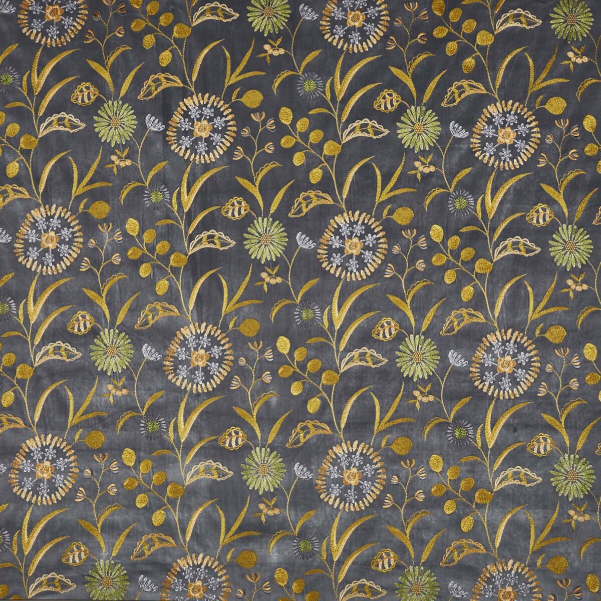 Barbuda Fabric - Dusk by multicolour botanical embroideried fabric from Prestigious Textiles