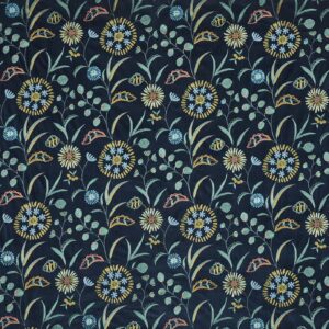 blue botanical embroideried fabric from Prestigious Textiles