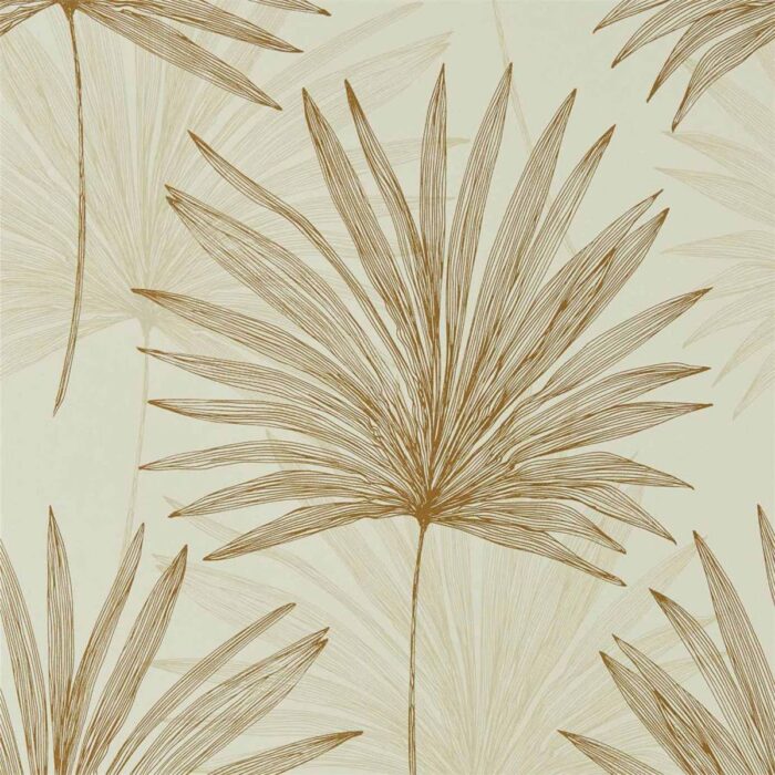 Mitende Wallpaper - Oyster / Gold swatch