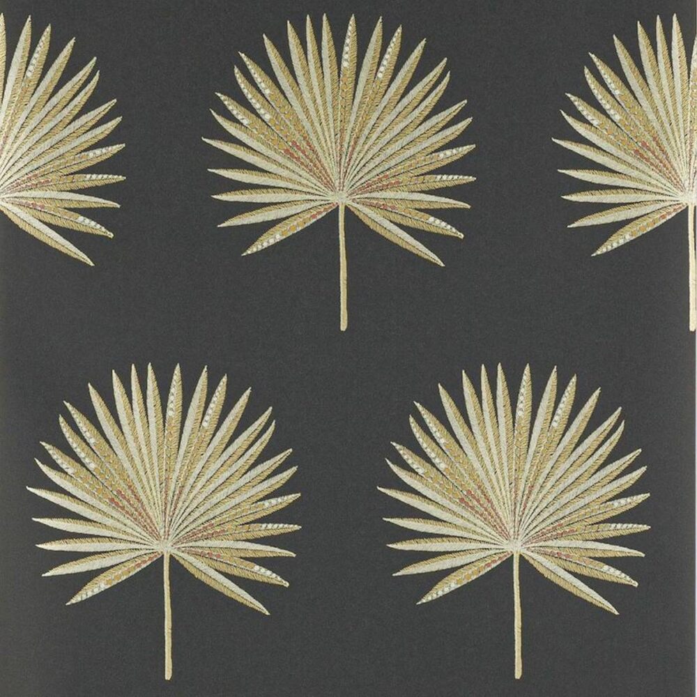 Fortunei Wallpaper - Black / Gold by black-grey botanical wallpaper from jane churchill