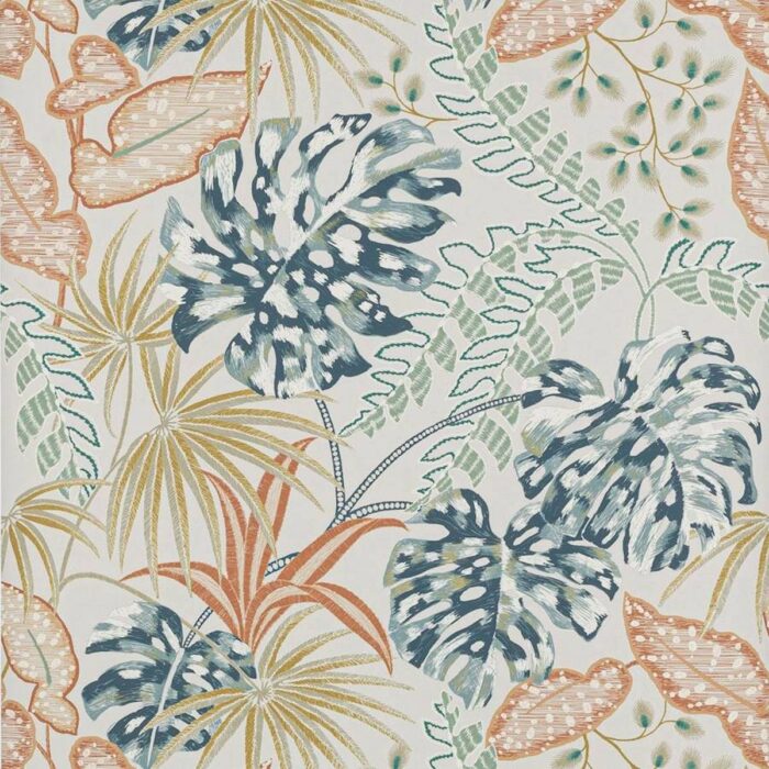 Rousseau Wallpaper - Indigo / Copper swatch