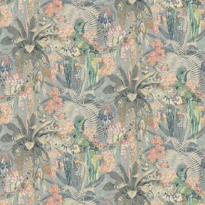 Rainforest Rabble Wallpaper - Powder Blue swatch