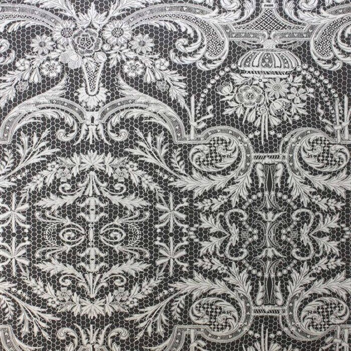 Orangery Lace Wallpaper - Black / Metallic Silver swatch