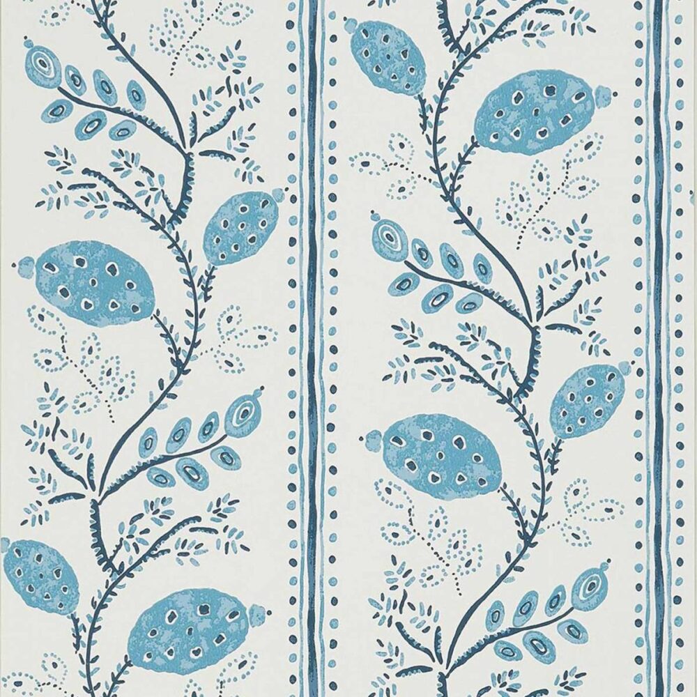 Pomegranate Trail Wallpaper - Indigo / Blue by blue botanical wallpaper from nina campbell