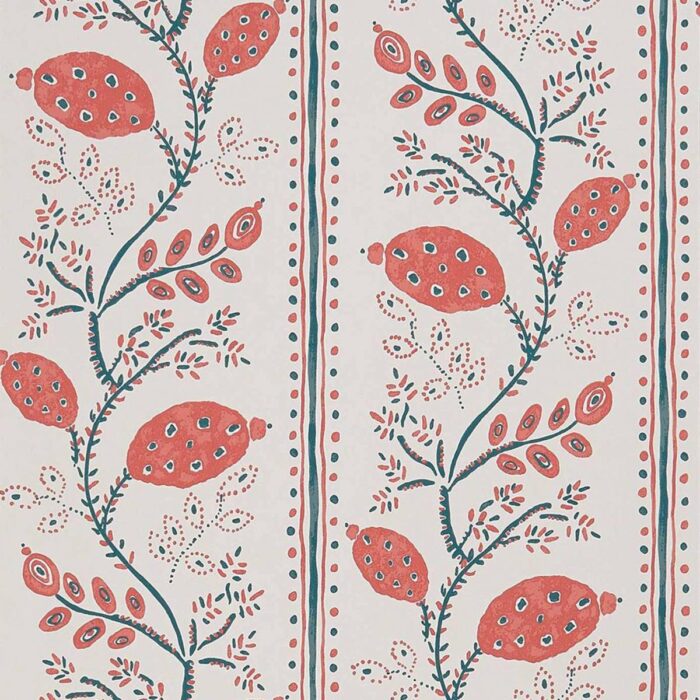Pomegranate Trail Wallpaper - Red / French Blue swatch