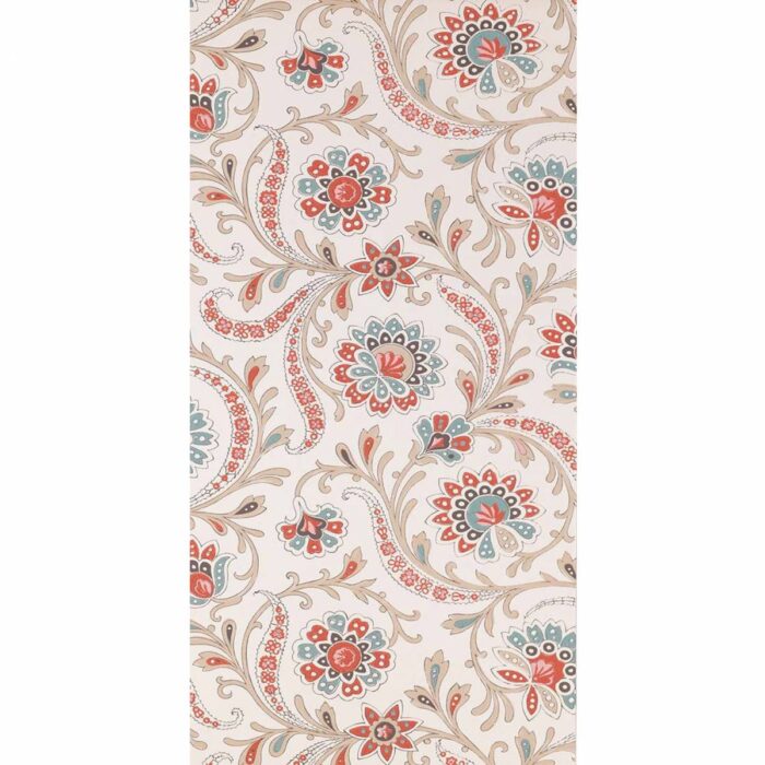 Baville Wallpaper - Red / Teal / Taupe swatch