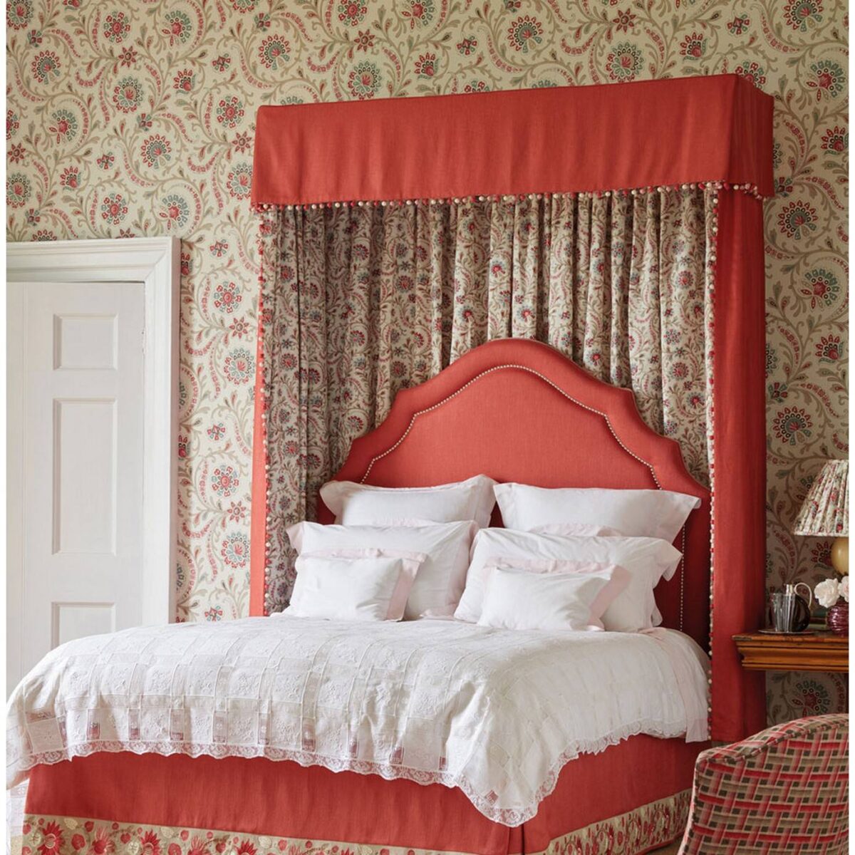 Colbert Wallpaper - Coral / Aqua from