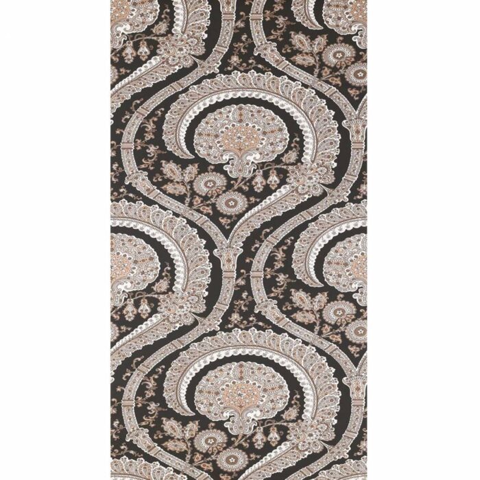 Les Indiennes Wallpaper - Black / Gilver / Copper swatch