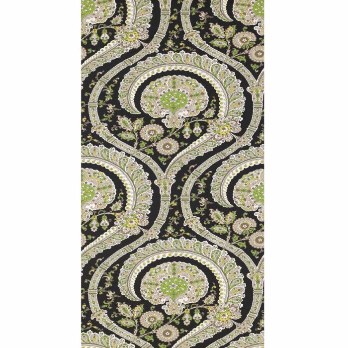 Les Indiennes Wallpaper - Black / Green swatch