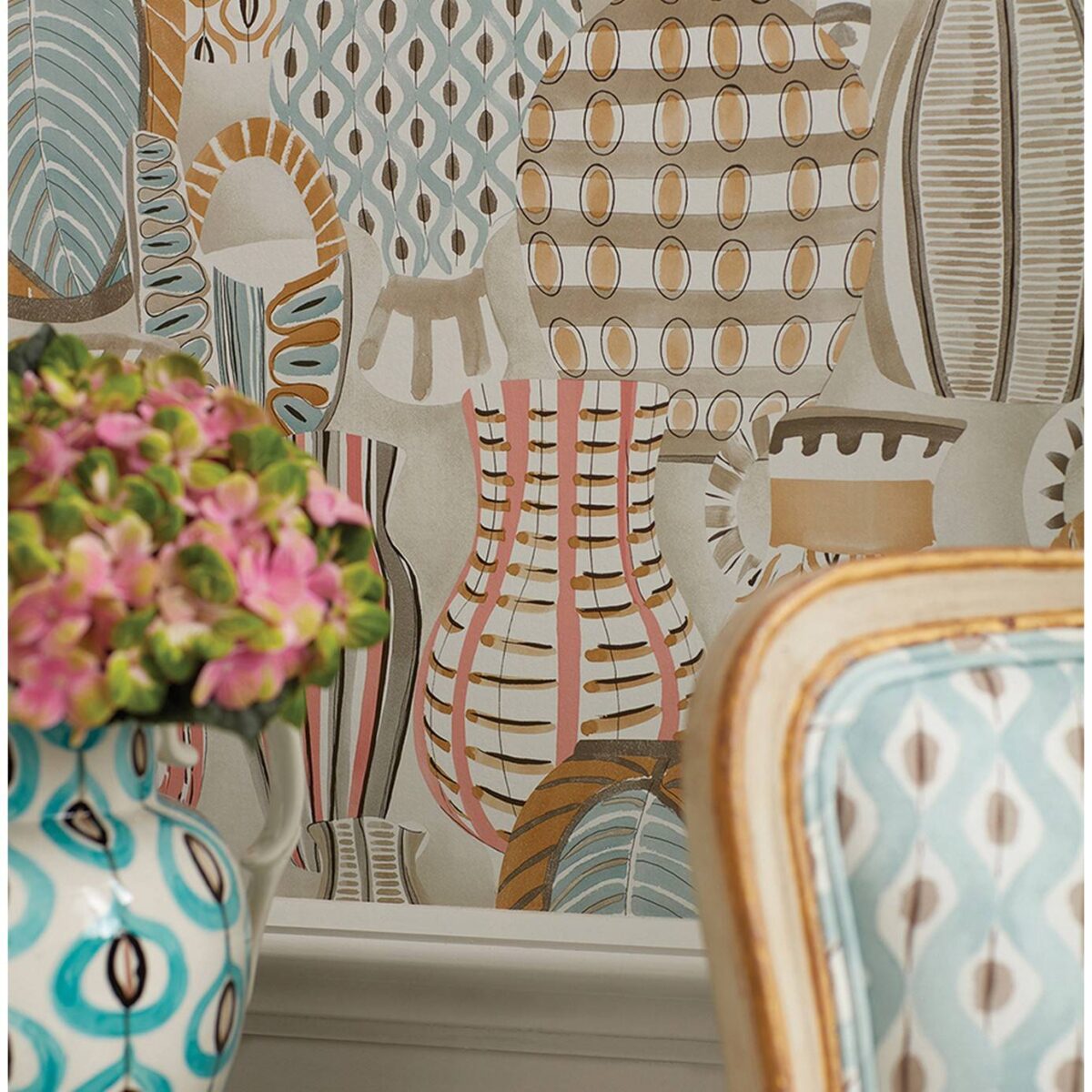 Collioure Wallpaper - Blue / Beige by Collioure Wallpaper - Blue / Beige from