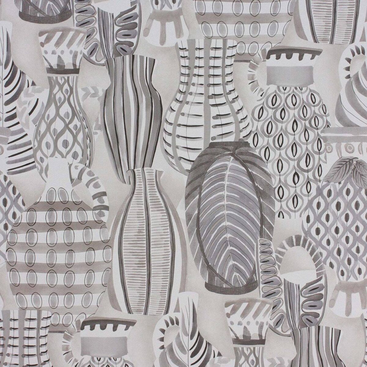 Collioure Wallpaper - Grey / Taupe by black-grey botanical wallpaper from nina campbell