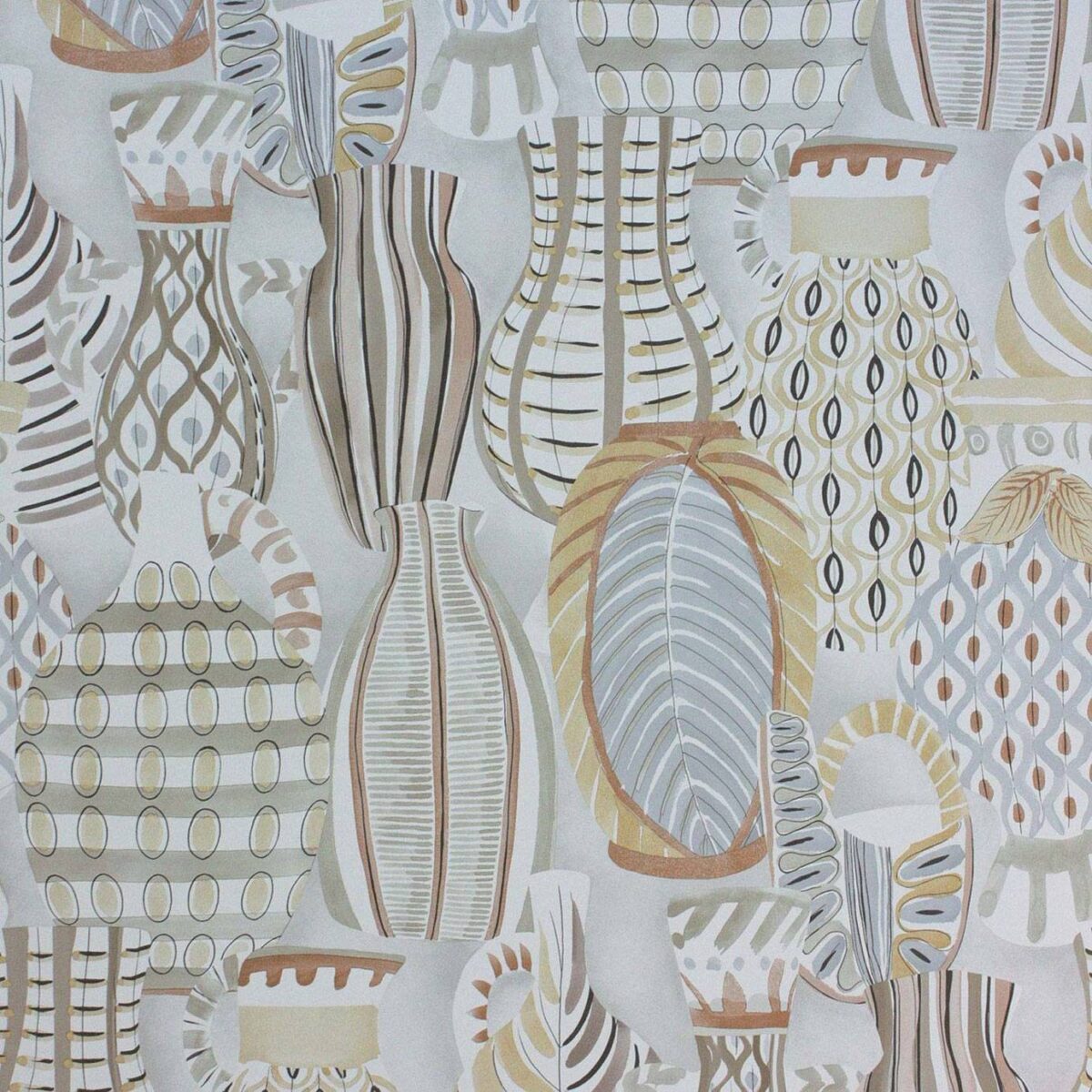 Collioure Wallpaper - Taupe / Soft Gold by brown botanical wallpaper from nina campbell