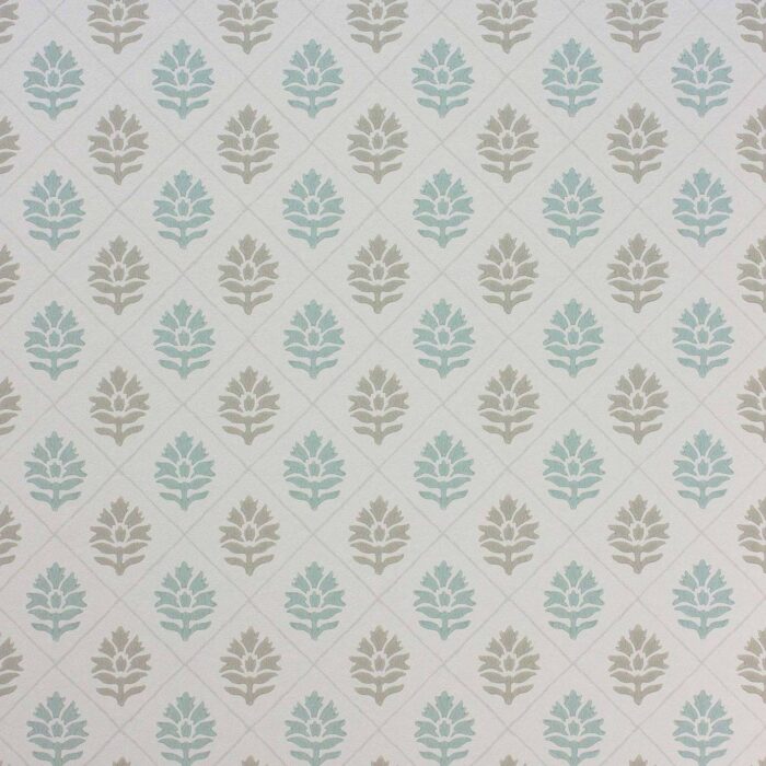 Camille Wallpaper - Aqua / Beige swatch