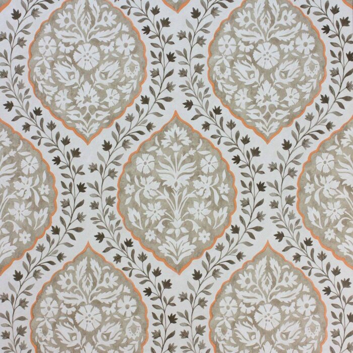 Marguerite Wallpaper - Chocolate / Orange swatch