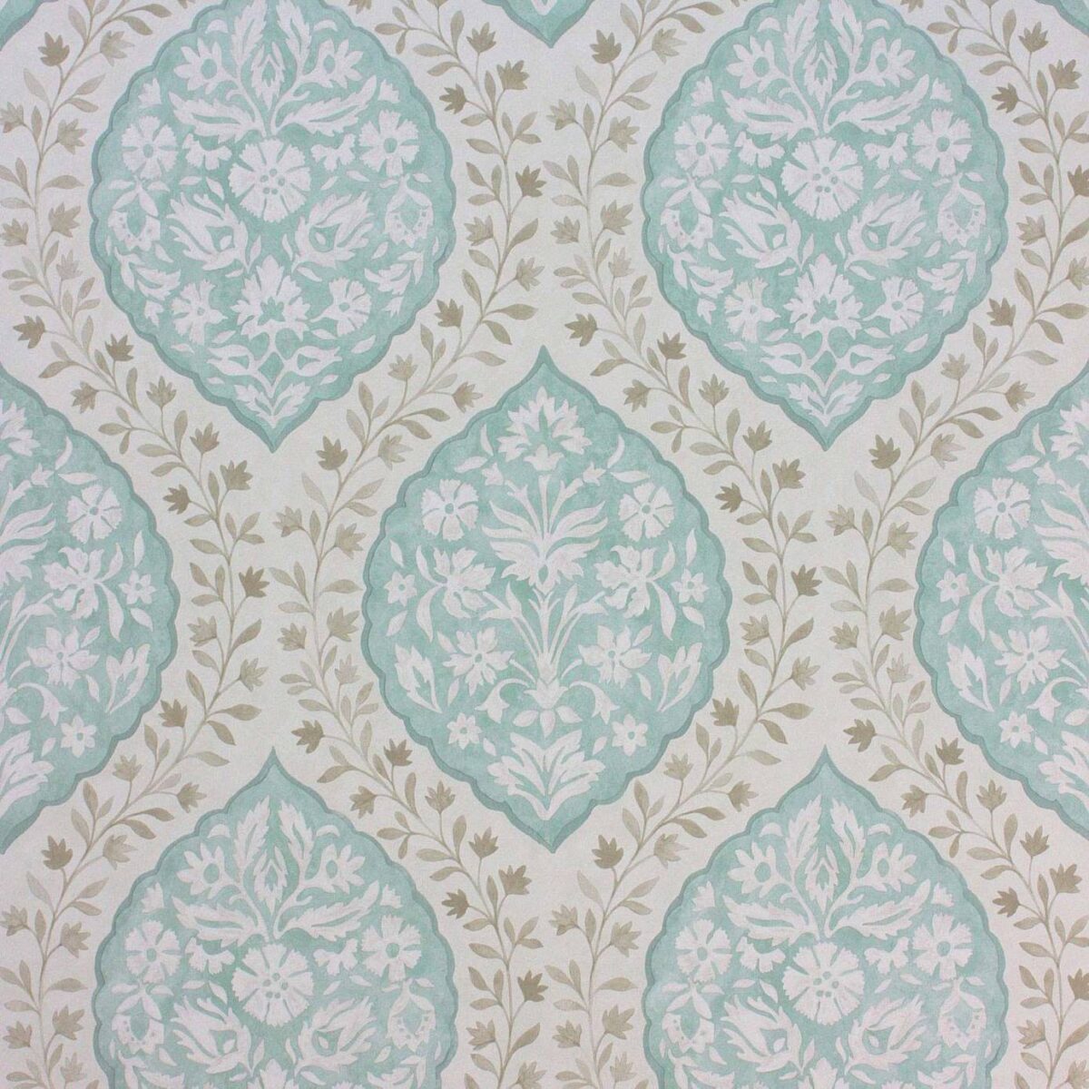 Marguerite Wallpaper - Aqua / Taupe by blue botanical wallpaper from nina campbell