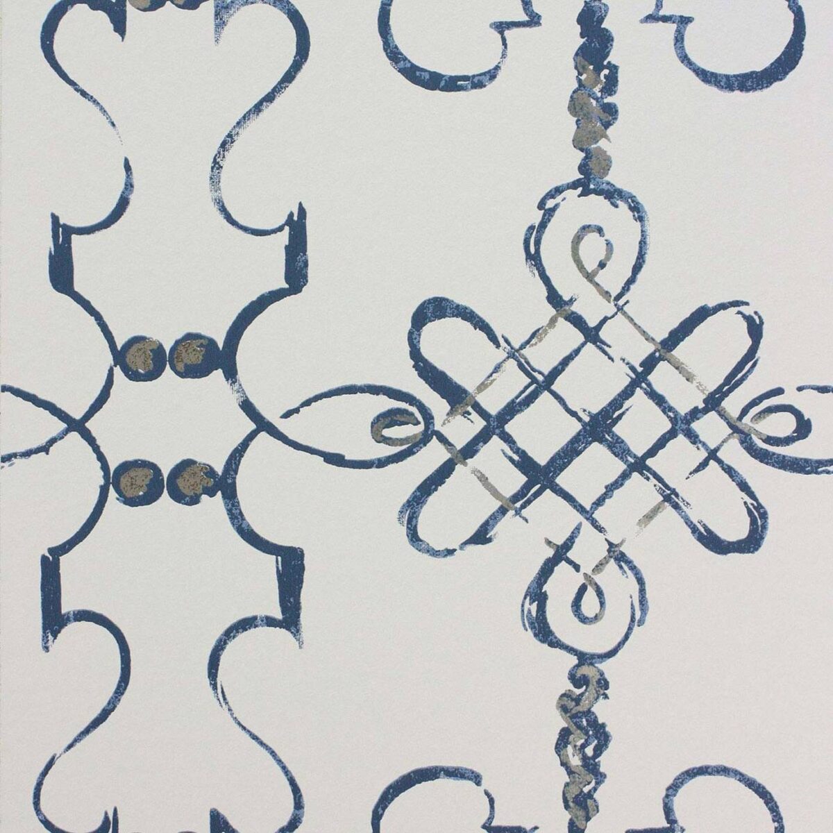 Portavo Wallpaper - Indigo / Ivory by blue geometric wallpaper from nina campbell