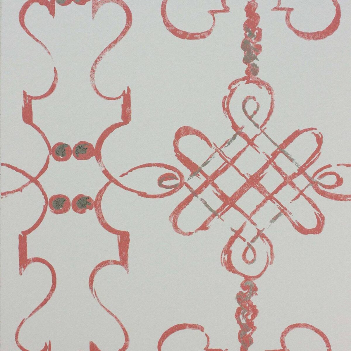 Portavo Wallpaper - Coral / Ivory by red geometric wallpaper from nina campbell