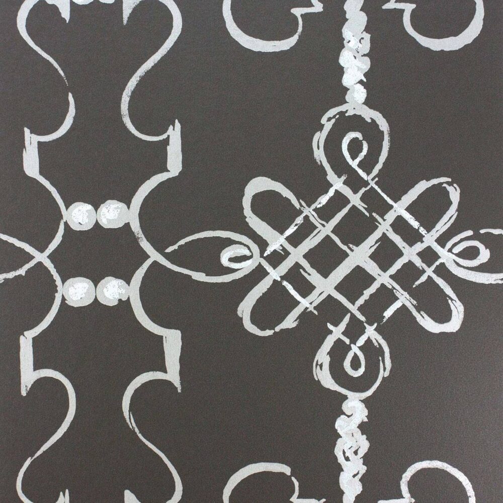 Portavo Wallpaper - Chocolate / Silver by brown geometric wallpaper from nina campbell