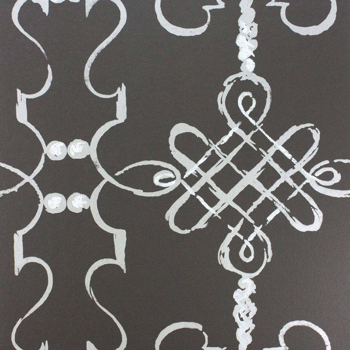 Portavo Wallpaper - Chocolate / Silver by brown geometric wallpaper from nina campbell