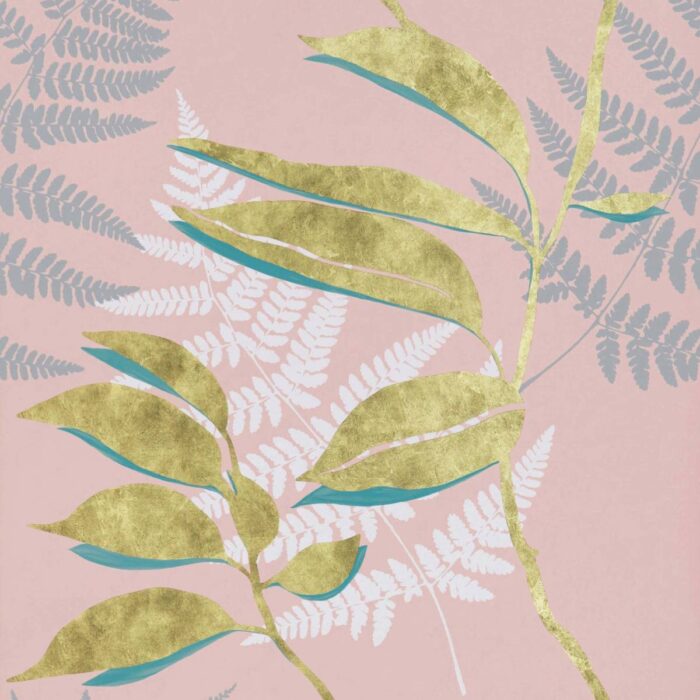 Feuille D'Or Wallpaper - Blush / Gold swatch