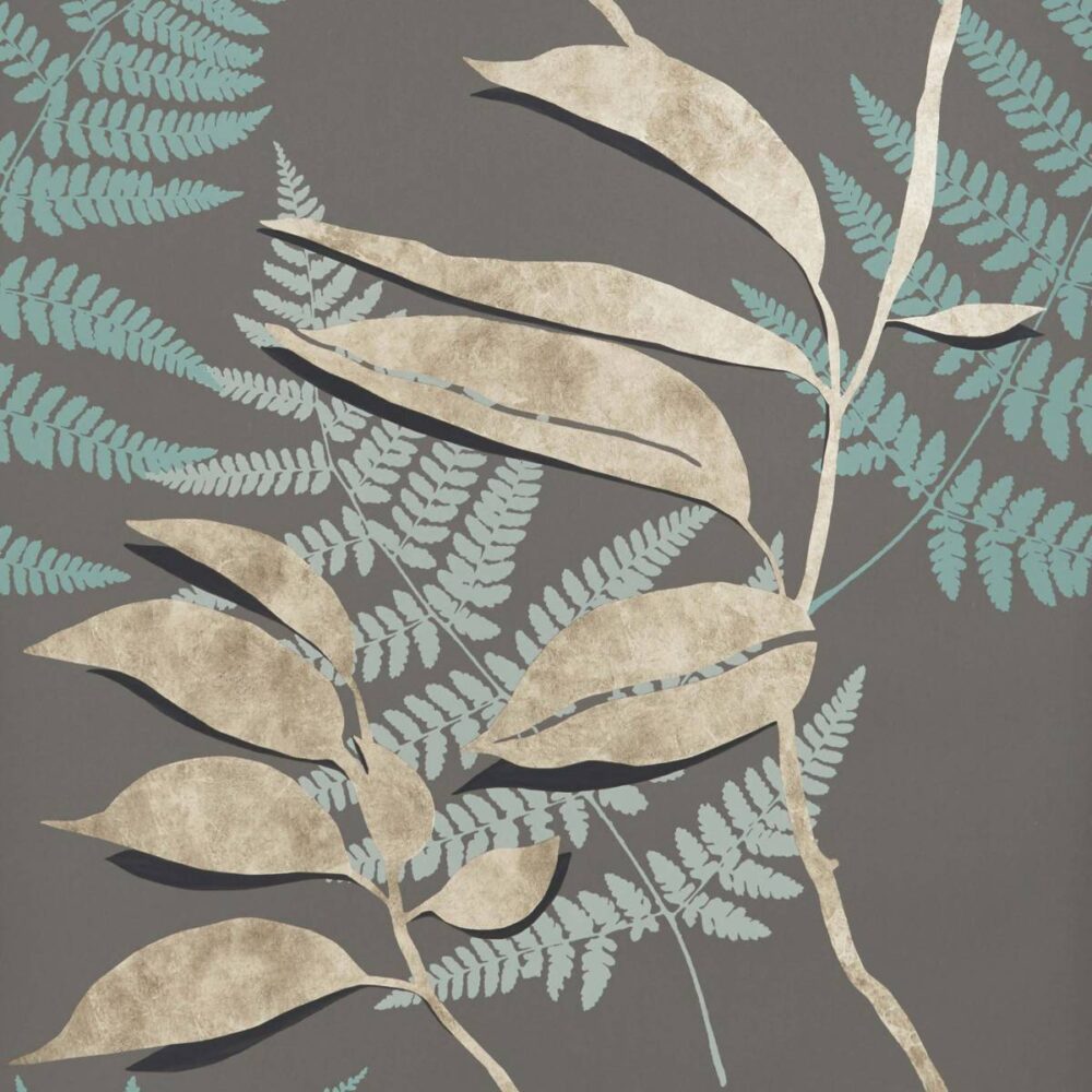 Feuille D'Or Wallpaper - Cacao / Gold by brown botanical wallpaper from osborne & little