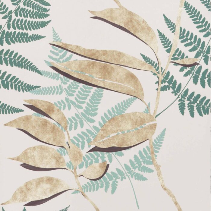 Feuille D'Or Wallpaper - Pebble / Gold swatch