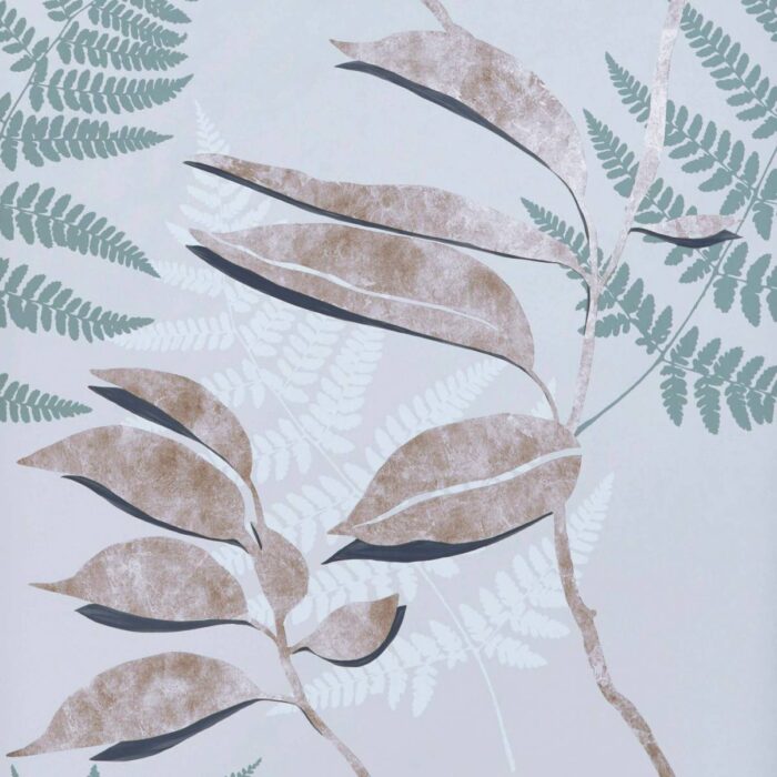 Feuille D'Or Wallpaper - Stone / Gilver swatch