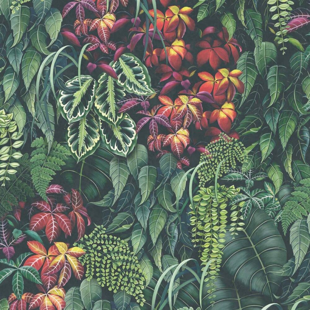 Greenwall Wallpaper - Emerald Green / Red by green botanical wallpaper from osborne & little