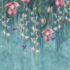 teal and pink wallpaper