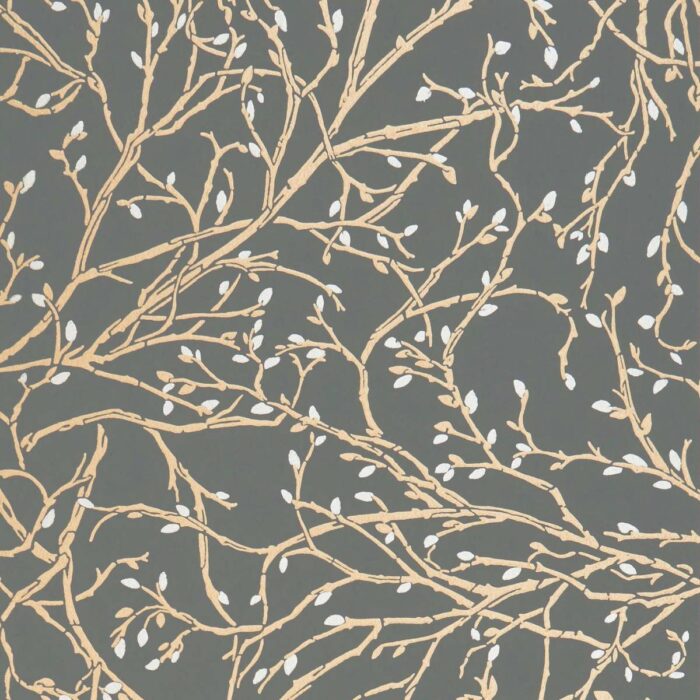 Twiggy Wallpaper - Black / Gold / Silver swatch